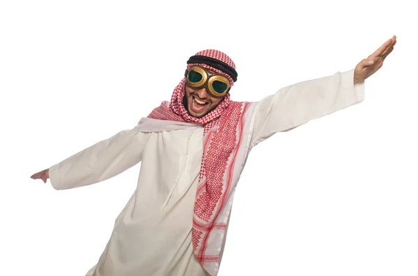 Emiraty człowiek ubrany na białym tle okulary aviator — Zdjęcie stockowe