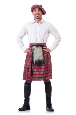 Concept with funny scotsman isolated on white clipart