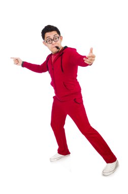 Beyaz ıslık çalan komik sporcu.