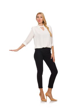 Güzel kız beyaz izole ofis kıyafet