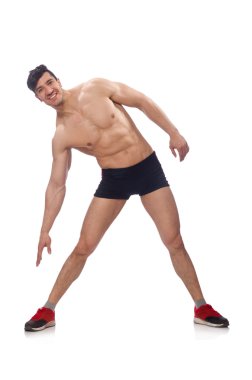 Beyaz arka plan üzerinde izole kas adam