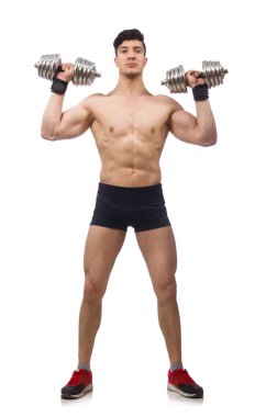 Beyaz arka plan üzerinde izole kas adam