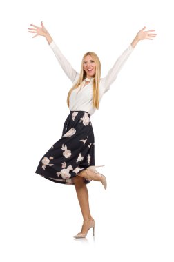 Çiçekli siyah etek güzel kız