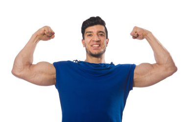 kaslı adam üzerinde beyaz izole