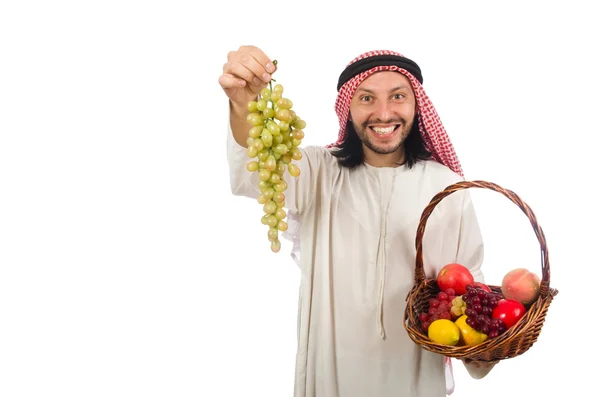 Araber mit Früchten isoliert auf weiß — Stockfoto