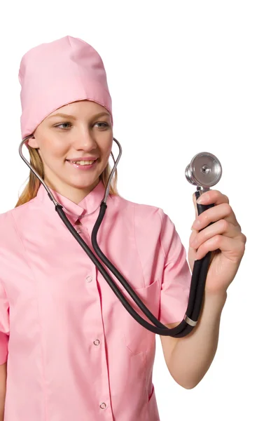 Female doctor on the white — Stock Photo, Image