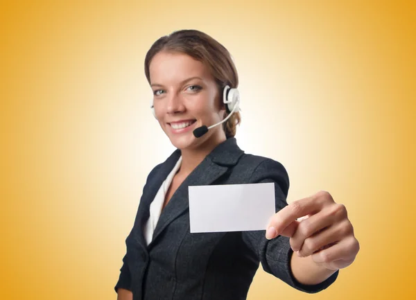 Operador de call center com mensagem em branco — Fotografia de Stock