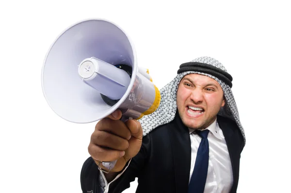 Hombre árabe con altavoz — Foto de Stock