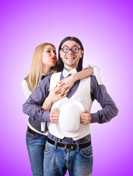 Pair in funny love concept — Stock Photo, Image