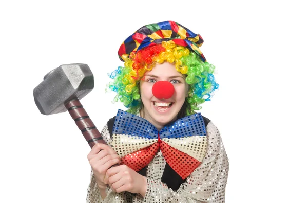 Female clown isolated on white — Stock Photo, Image