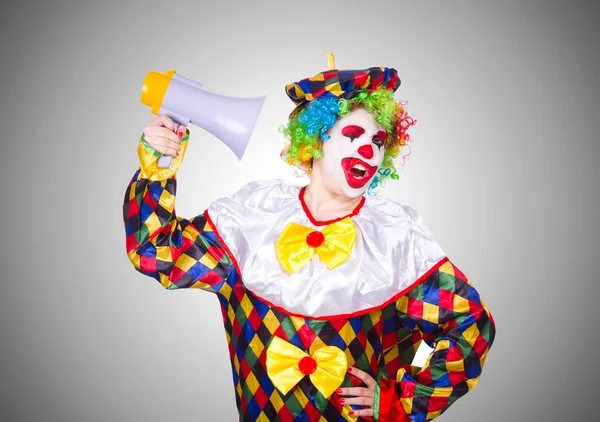 Clown with loudspeaker — Stock Photo, Image