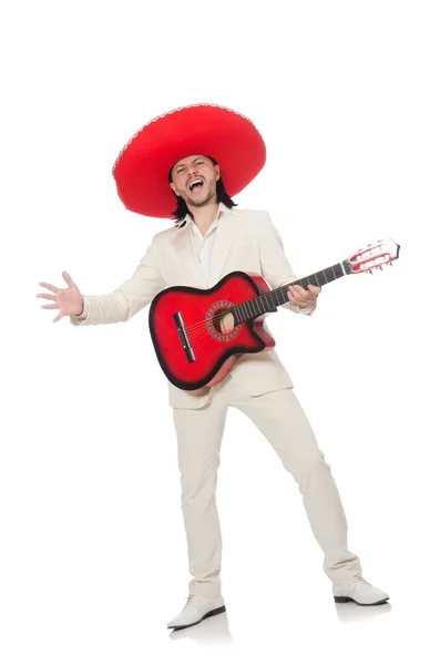 メキシコのギター プレーヤーが白で隔離 — ストック写真