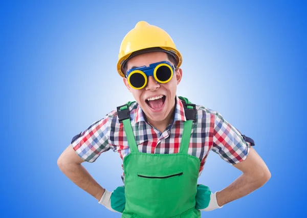 Funny construction worker against the gradient — Stock Photo, Image