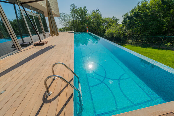 Infinity pool on the bright summer day