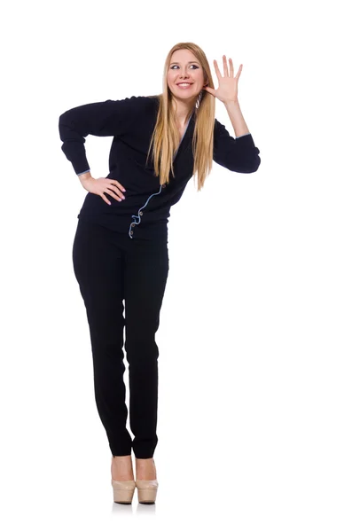 Hoog jonge vrouw in zwarte kleding — Stockfoto