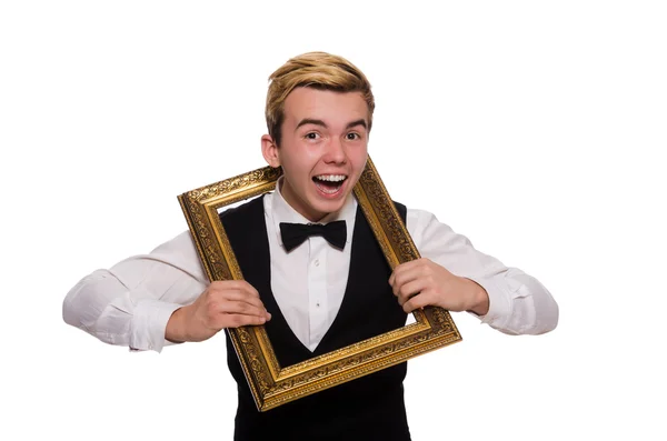 Guy with photo frame — Stock Photo, Image