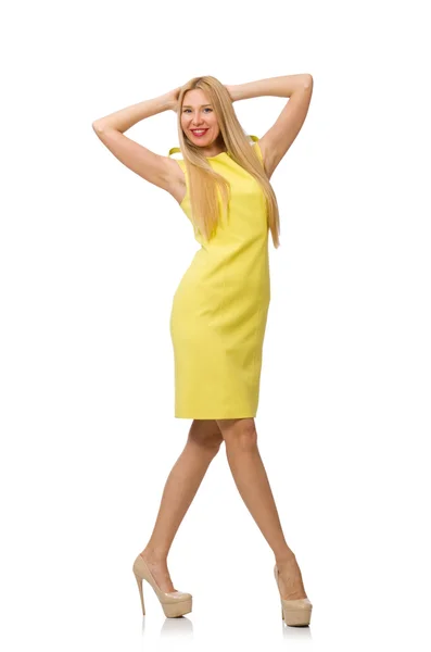 Bella ragazza bella in abito giallo — Foto Stock