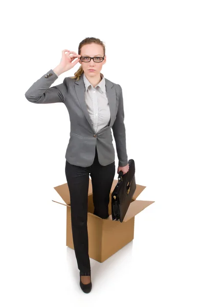 Mujer de negocios en concepto de negocio aislado en blanco — Foto de Stock