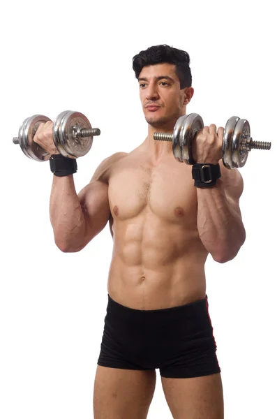 Hombre muscular aislado sobre el fondo blanco — Foto de Stock