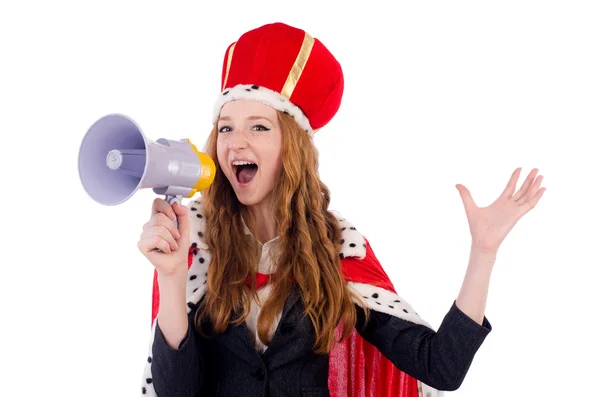 Linda rainha segurando megafone — Fotografia de Stock