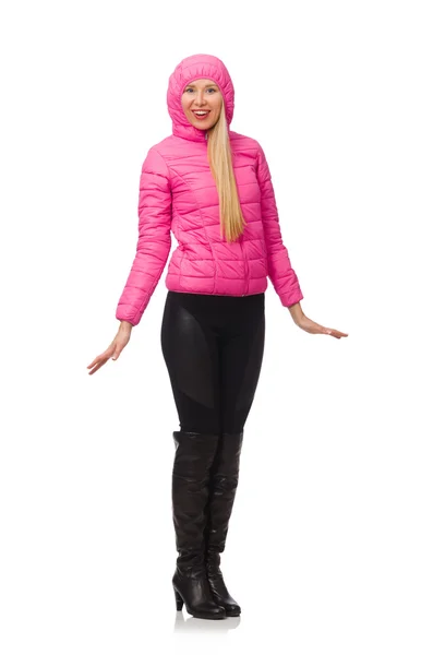 Pretty girl in winter pink jacket — Stock Photo, Image