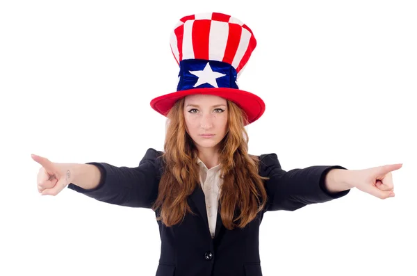 Cute girl wearing american symbol hat — Stock Photo, Image