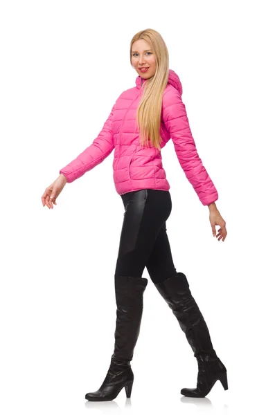 Pretty girl in winter pink jacket — Stock Photo, Image