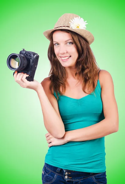 Atractiva fotógrafa femenina — Foto de Stock