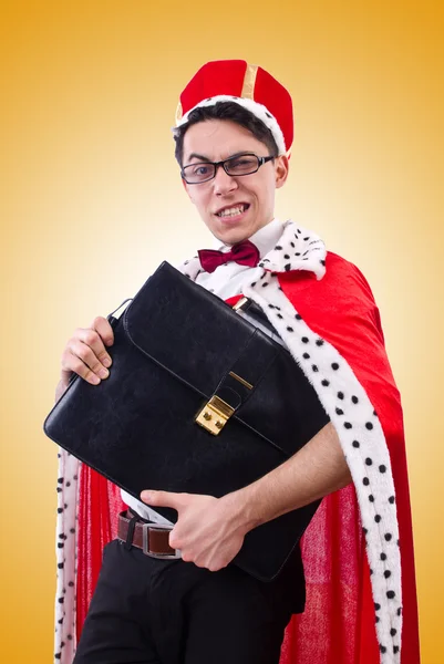 King businessman isolated on orange — Stock Photo, Image