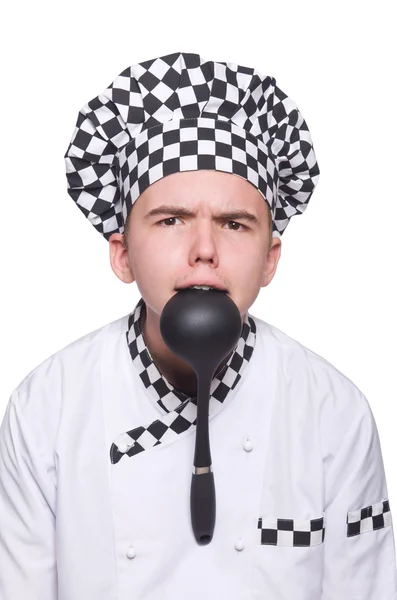 Jovem chef de uniforme — Fotografia de Stock