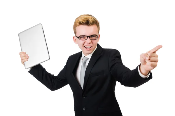 Молодой бизнесмен с ноутбуком — стоковое фото
