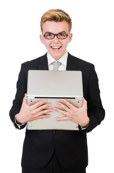 Jonge zakenman met laptop — Stockfoto