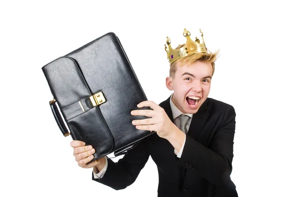 Concept of king businessman with crown — Stock Photo, Image