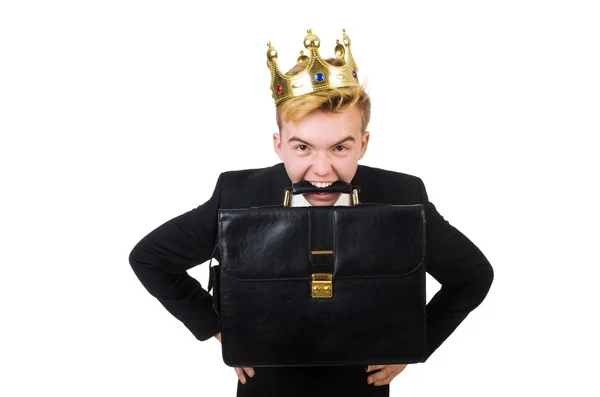 Concept van koning zakenman met kroon — Stockfoto