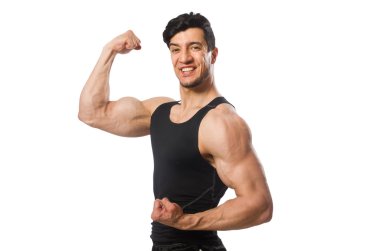 kaslı adam üzerinde beyaz izole