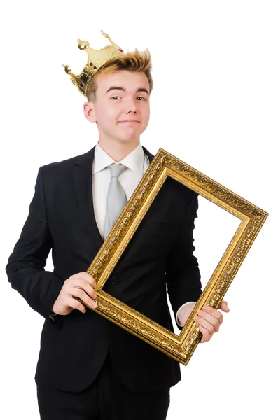 Mladý podnikatel s korunou — Stock fotografie
