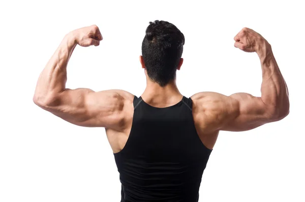 Hombre muscular aislado sobre el fondo blanco — Foto de Stock