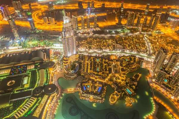 Panorama of night Dubai during sunset — Stock Photo, Image