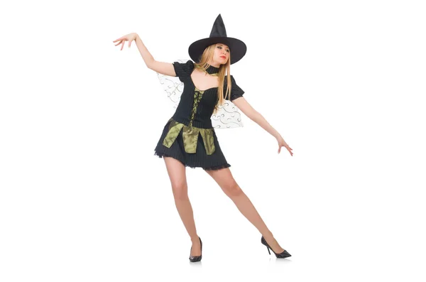 Beautiful witch in black dress — Stock Photo, Image