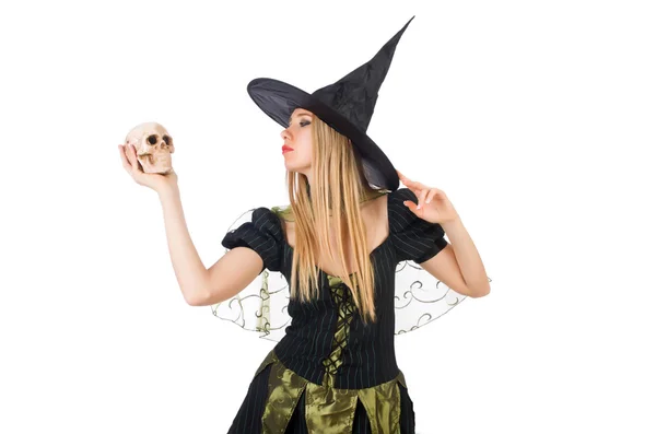 Piękna czarownica z czaszki — Zdjęcie stockowe