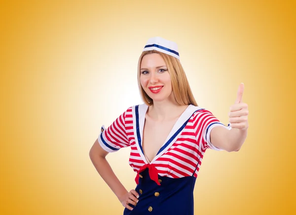 Kvinna i sjöman kostym — Stockfoto