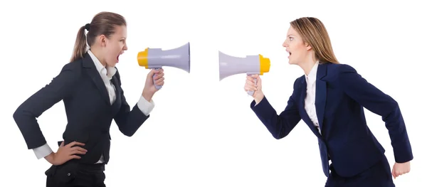 Zakelijke vrouwen met luidsprekers — Stockfoto