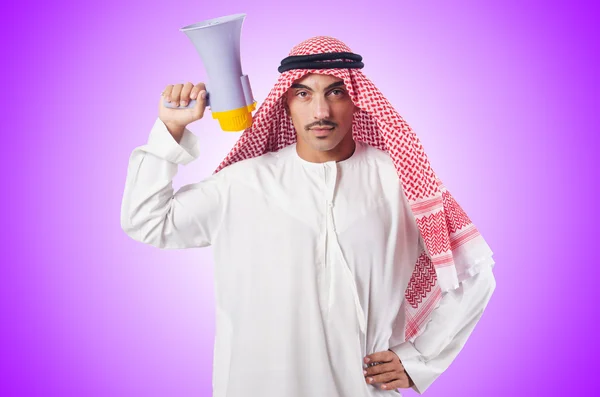 Arab man shouting through loudspeaker — Stock Photo, Image