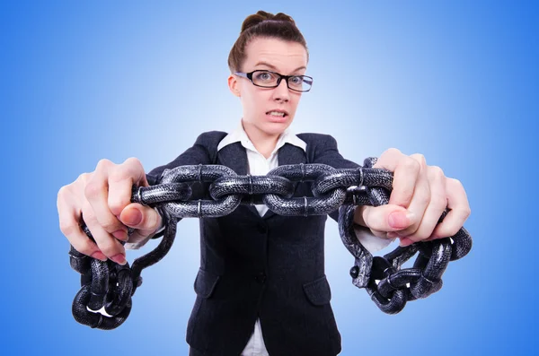 Woman with hands and handcuffs — Stock Photo, Image