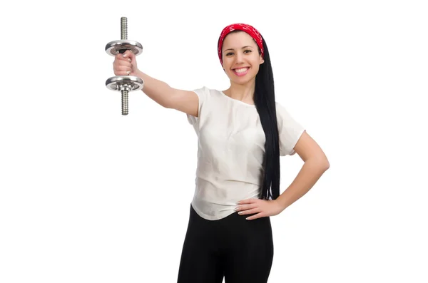 Mujer joven haciendo ejercicio con pesas —  Fotos de Stock