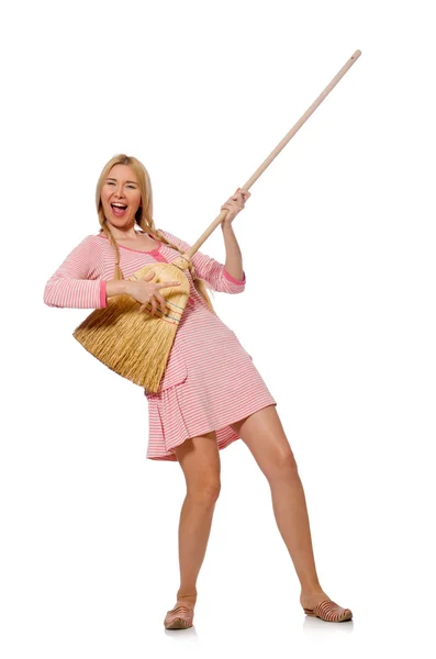 Housewife doing home cleaning — Stock Photo, Image