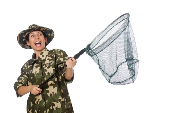军用服装的女人 — 图库照片