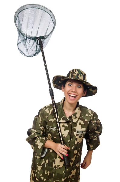 Mujer vestida de militar — Foto de Stock