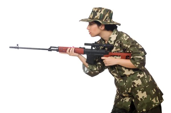 Mujer con rifle de francotirador — Foto de Stock