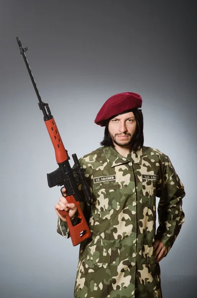 Soldier with handgun — Stock Photo, Image